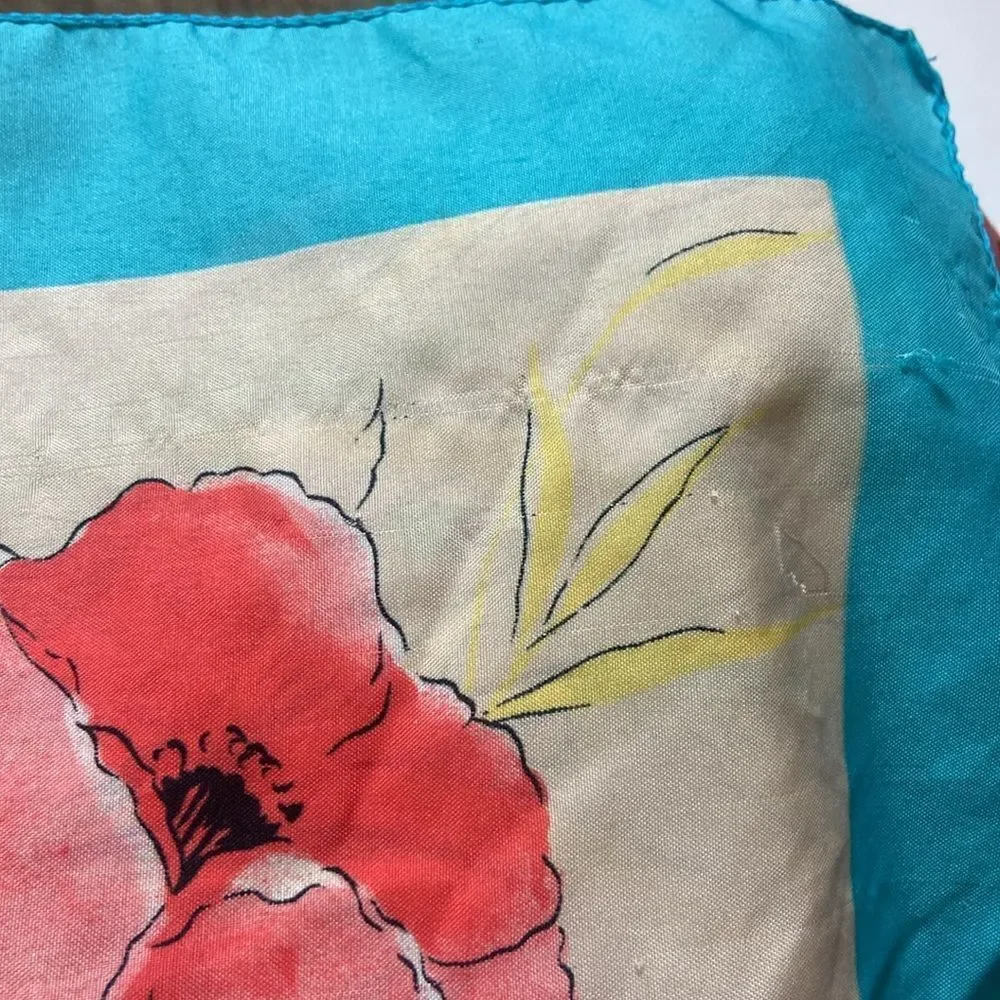 4/$30 Vintage Scarf Floral No Label Size 30”x31”